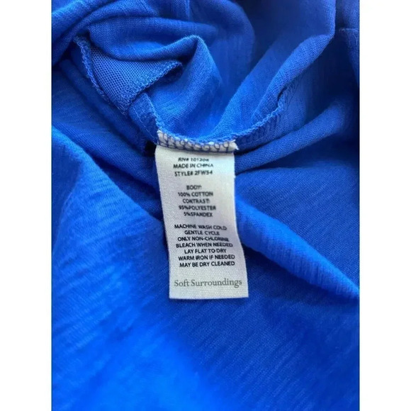 Soft Surroundings Cotton Royal Blue Short Sleeve Dress Button Designs Small - Picture 8 of 8